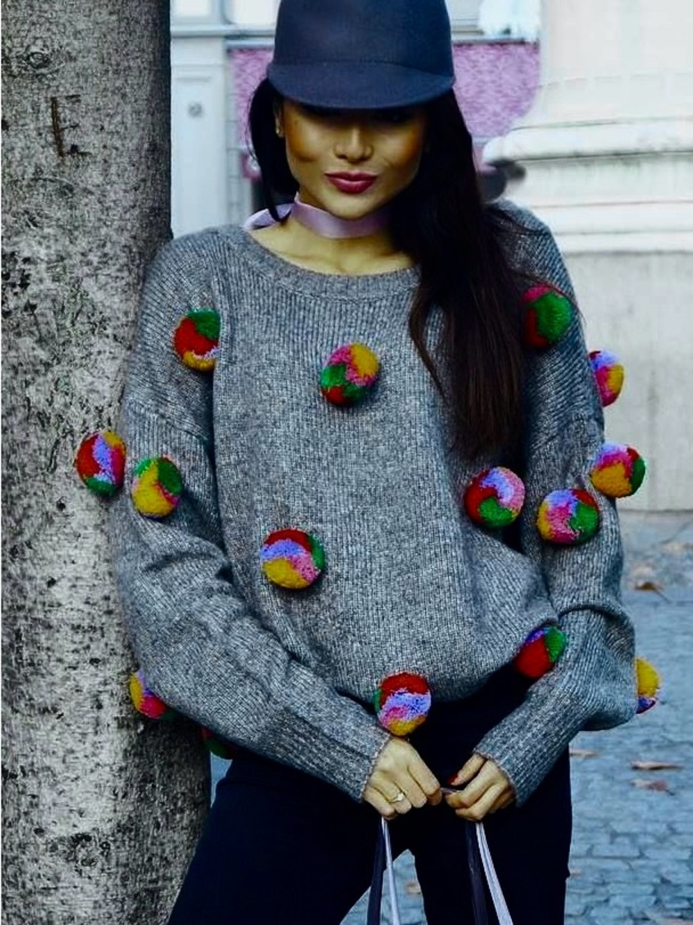 Zara Limited Edition Oversized Multicolored Pom-Pom Sweater Size M - NWOT